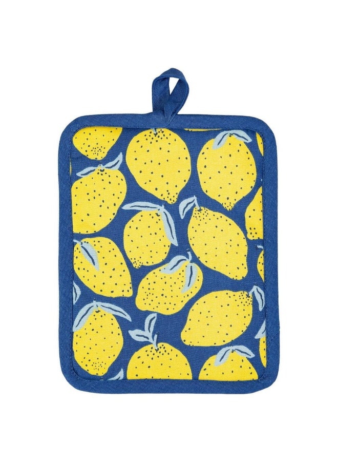 Lemon Printed Designer Potholder Blue and Yellow 9 x 7 Inch 6013-2588